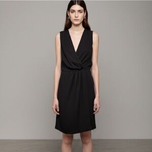 Joseph black crepe Stellina wrap front sleeveless dress - size 38 (US 6)